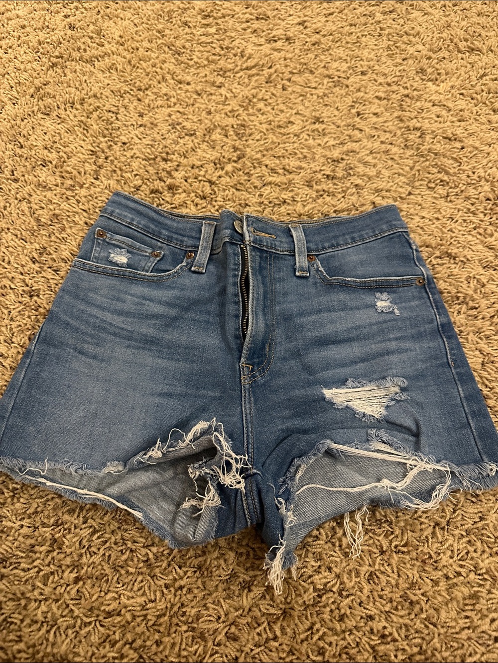 Levi's Distressed Medium Blue Jean Shorts